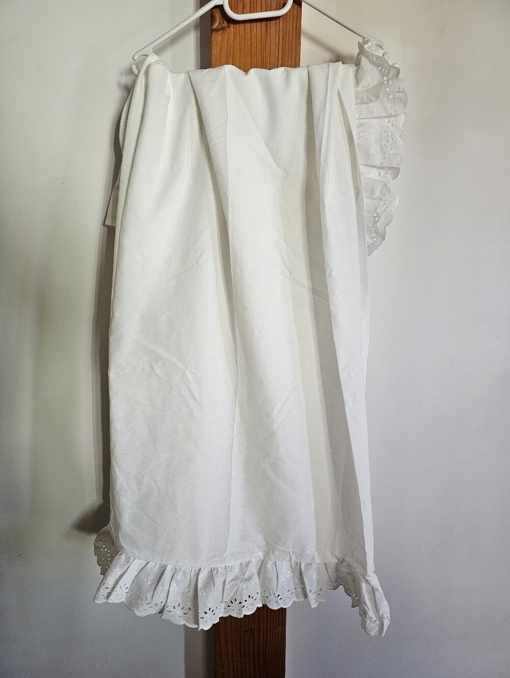 Vintage White Ruffle Hem Cotton Lace Curtains